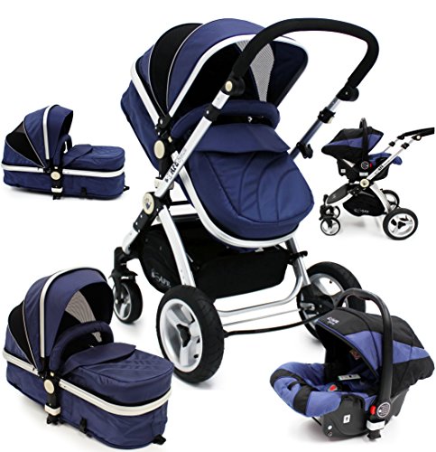 i-Safe System – Navy Trio Travel System Pram & Luxury Stroll…