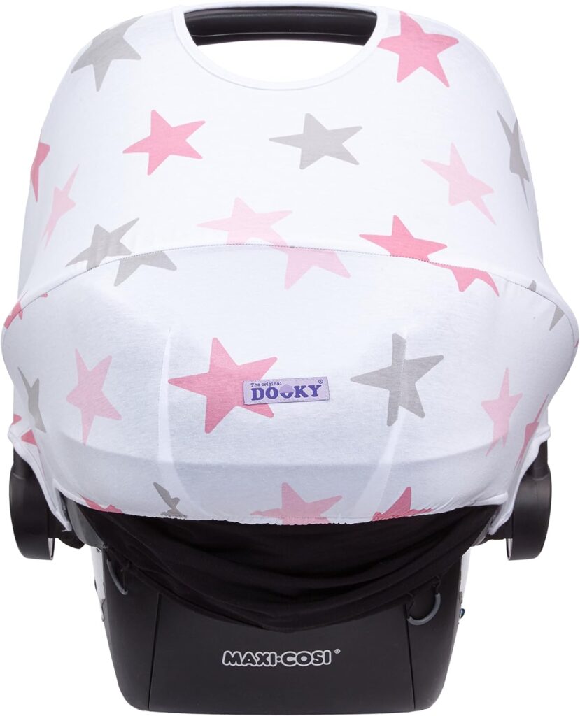 Dooky Hoody Style UV+ Universal Cover (Sun Rain Protection) for Maxi COSI Cabrio/CabrioFix/Pebble/Citi, Römer ther Baby Car Seats, Pink Stars Dooky Hoody Style UV+ Universal Cover (Sun Rain Protection) for Maxi COSI Cabrio/CabrioFix/Pebble/Citi, Römer ther Baby Car Seats, Pink Stars