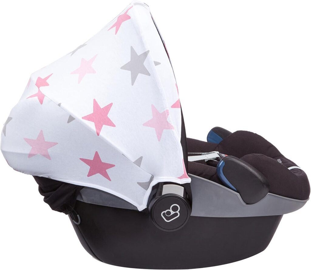 Dooky Hoody Style UV+ Universal Cover (Sun Rain Protection) for Maxi COSI Cabrio/CabrioFix/Pebble/Citi, Römer ther Baby Car Seats, Pink Stars Dooky Hoody Style UV+ Universal Cover (Sun Rain Protection) for Maxi COSI Cabrio/CabrioFix/Pebble/Citi, Römer ther Baby Car Seats, Pink Stars