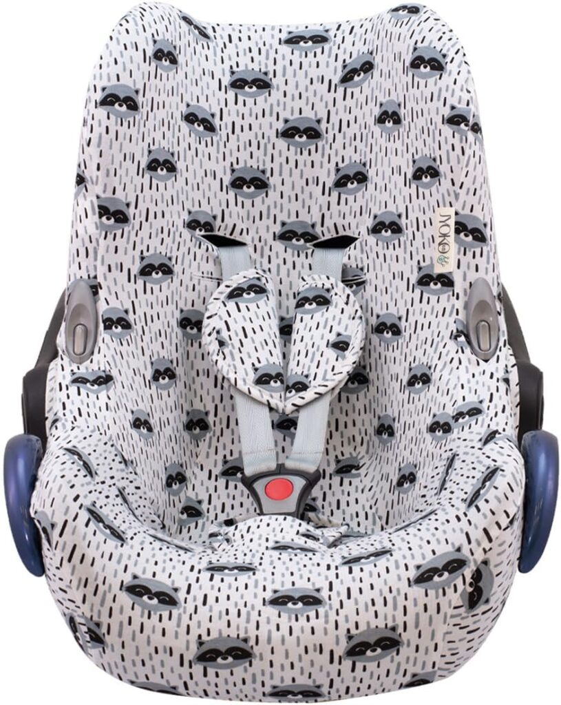 JYOKO Kids Baby car seat Cover Liner Made Cotton Compatible with Maxi COSI Cabriofix and gr 0 (Raccoon)