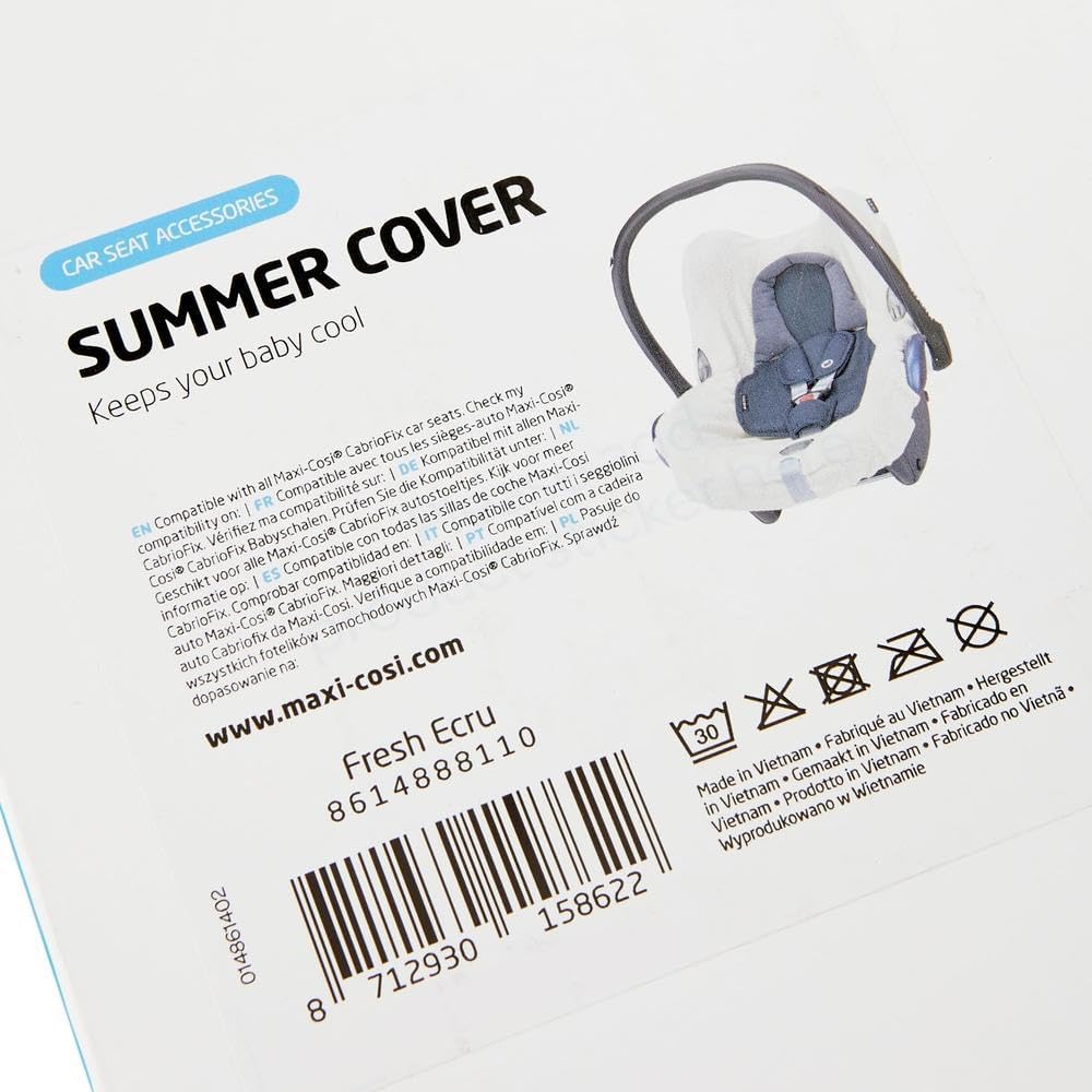 PUMA Maxi-Cosi CabrioFix Baby Car Seat Cover, Car Seat Protector, Breathable Summer Cover for Toddler Car seat, Keeps Car Seat Clean and Intact, 100% Cotton, Fresh Grey (light grey)